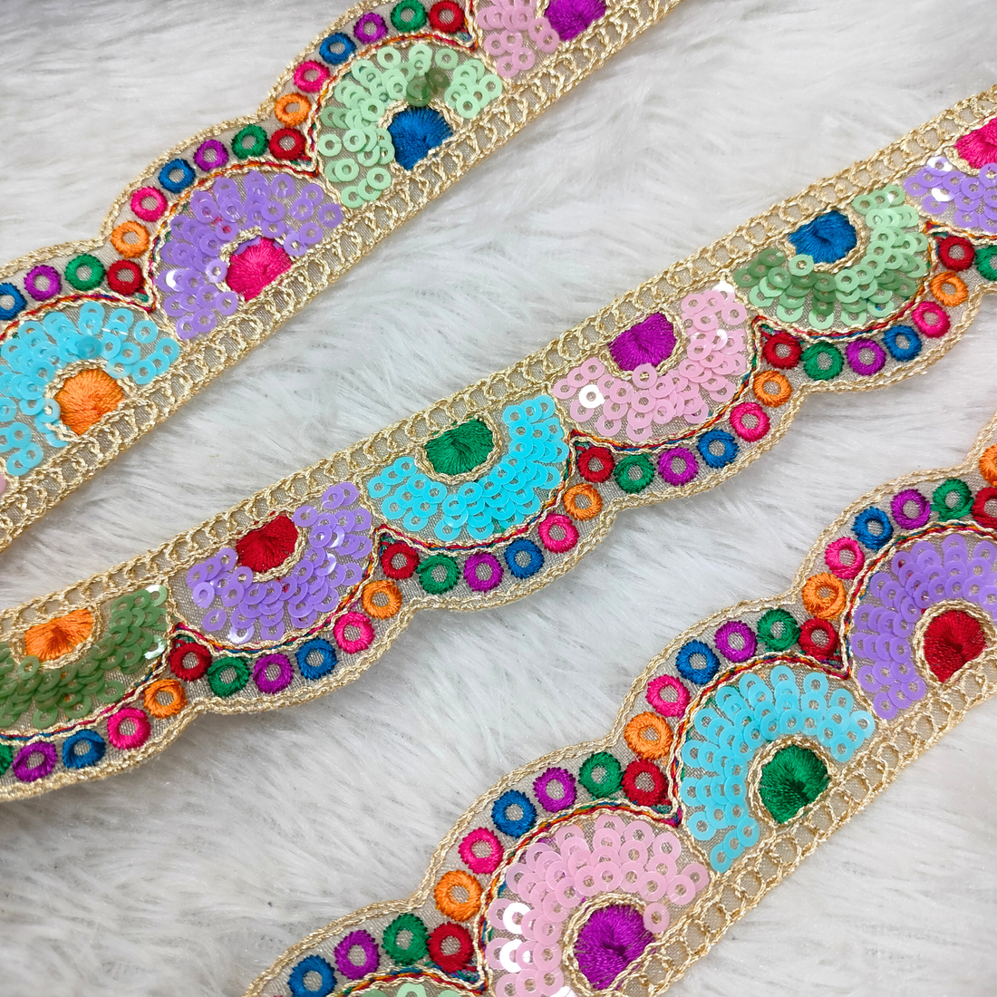 Multicolor Half-Moon Sequin Lace