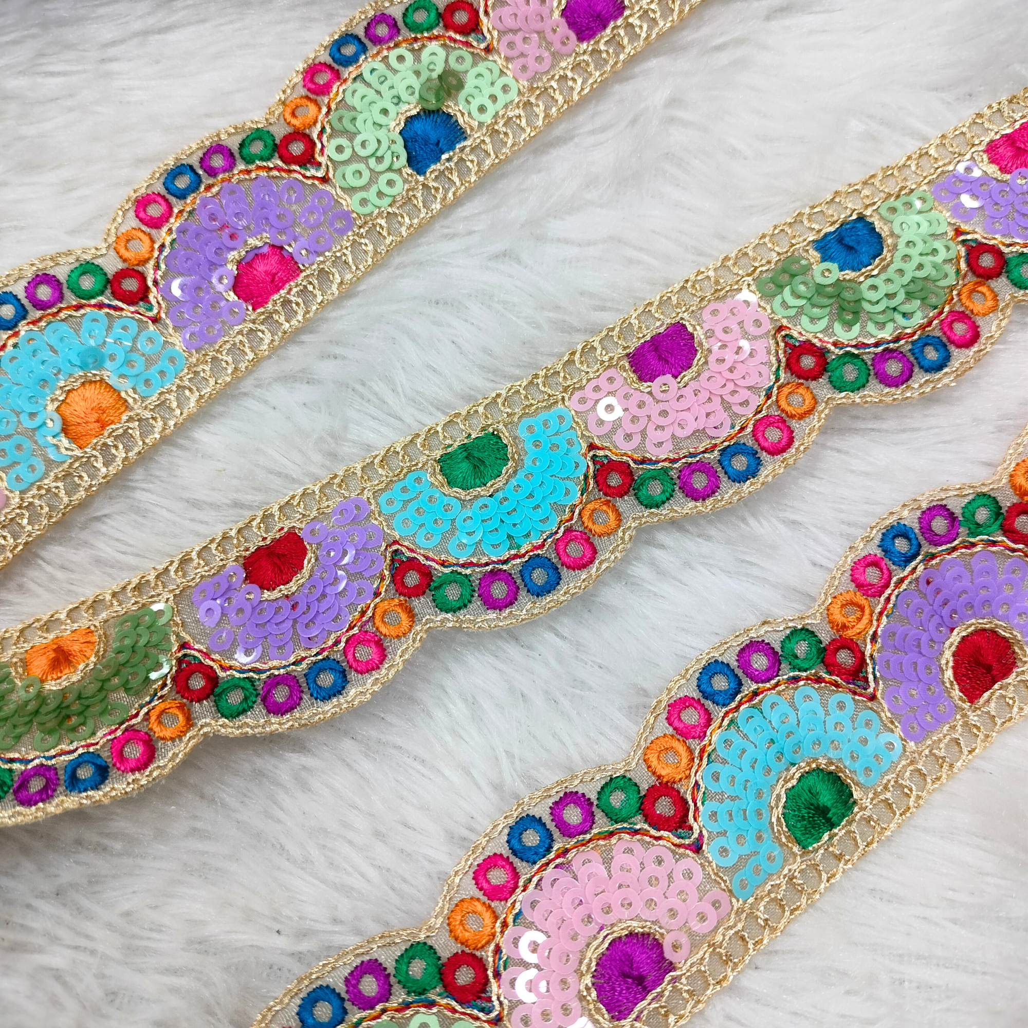 Multicolor Half-Moon Sequin Lace