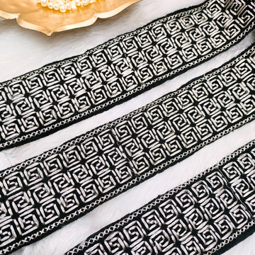 Black & Silver Greek Key Pattern Lace