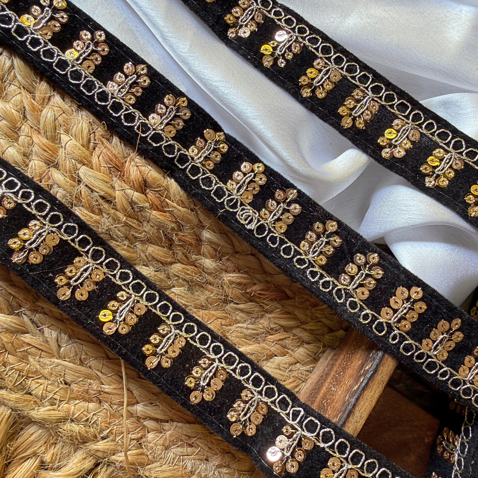 Velvet Sequin Embroidered Trim