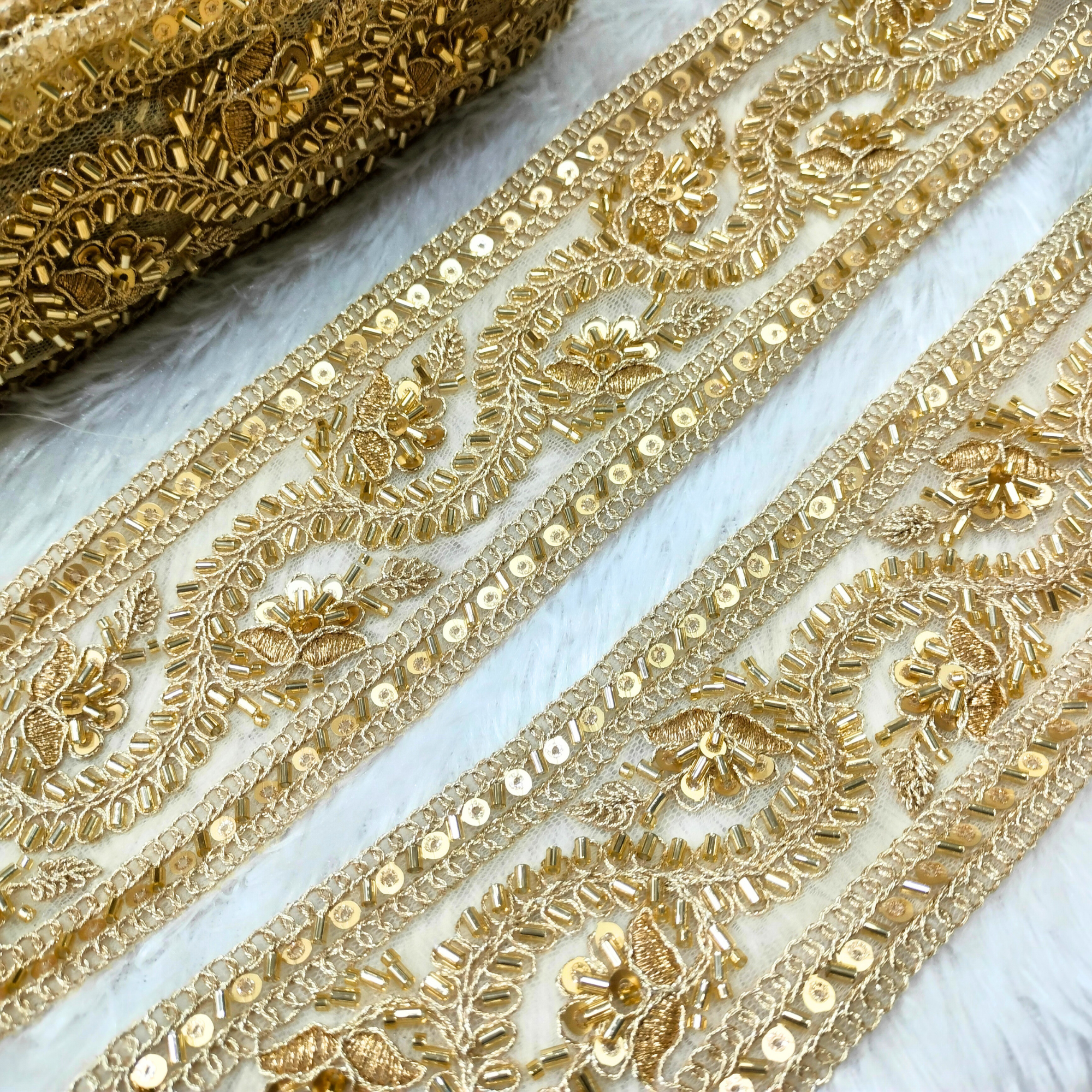 Cutdana & Sequin Embroidered Trim
