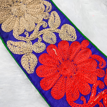 Blue Fancy Zari and Thread Work Embroidered Border