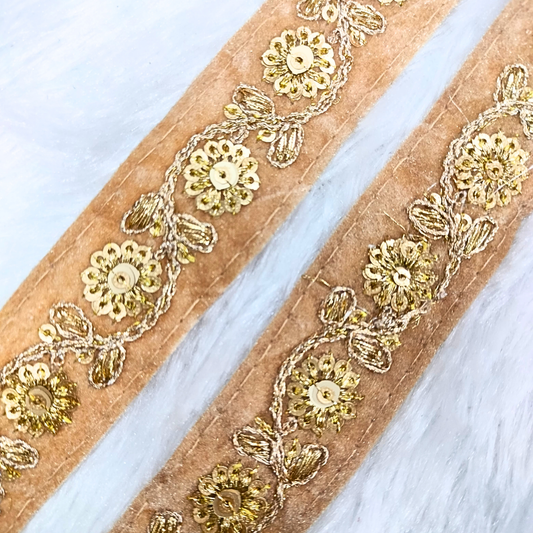 Beige Fancy Sequin Work Trim