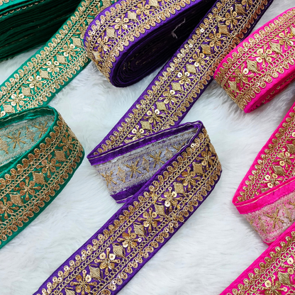 Navy Blue Fancy Sequin Work Trim