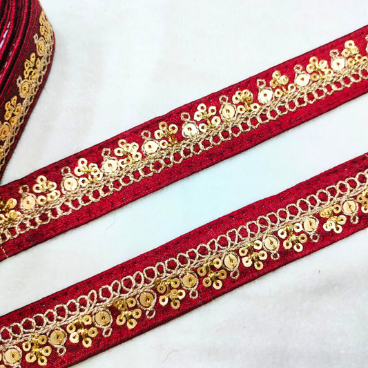 Maroon Fancy Sequence Trim