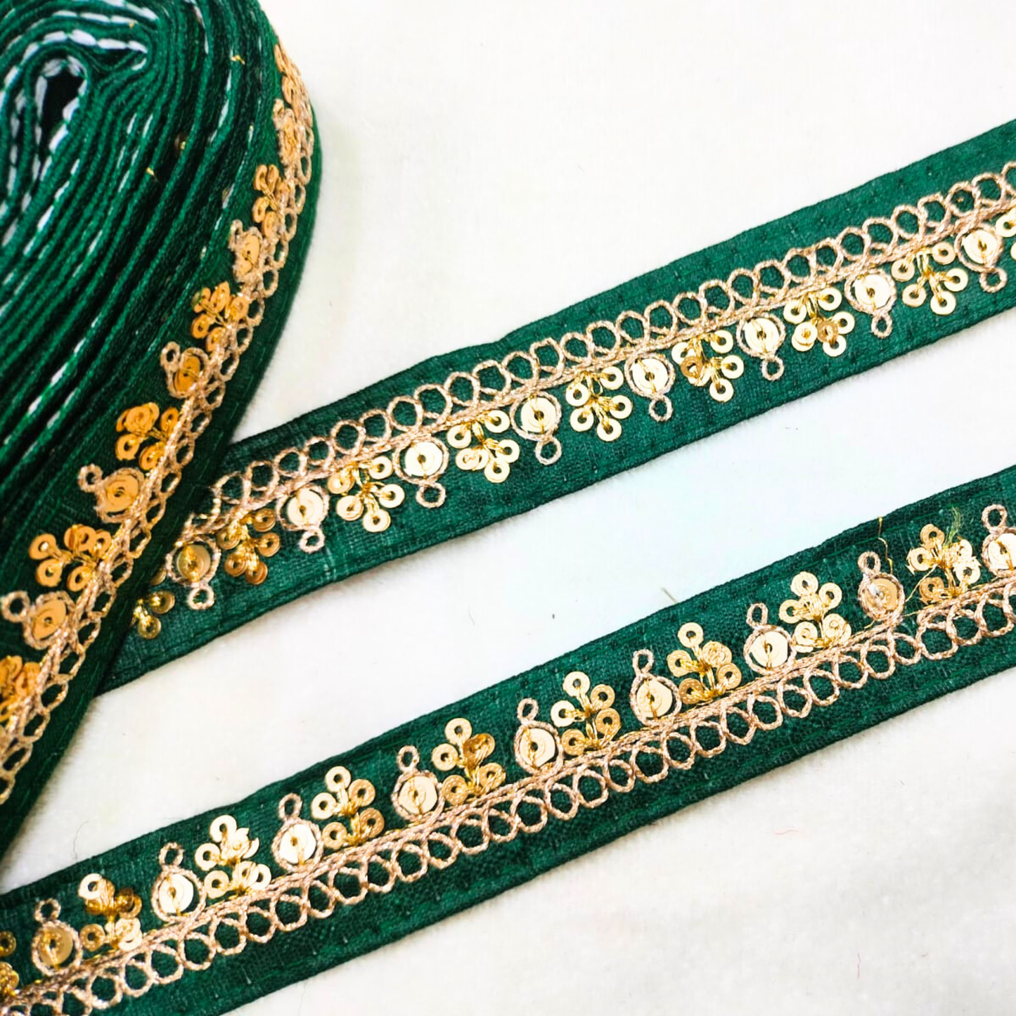 Dark Green Fancy Sequence Trim