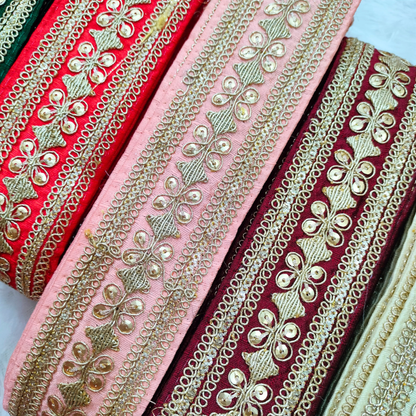 Beige Fancy Embellished Zari Trim