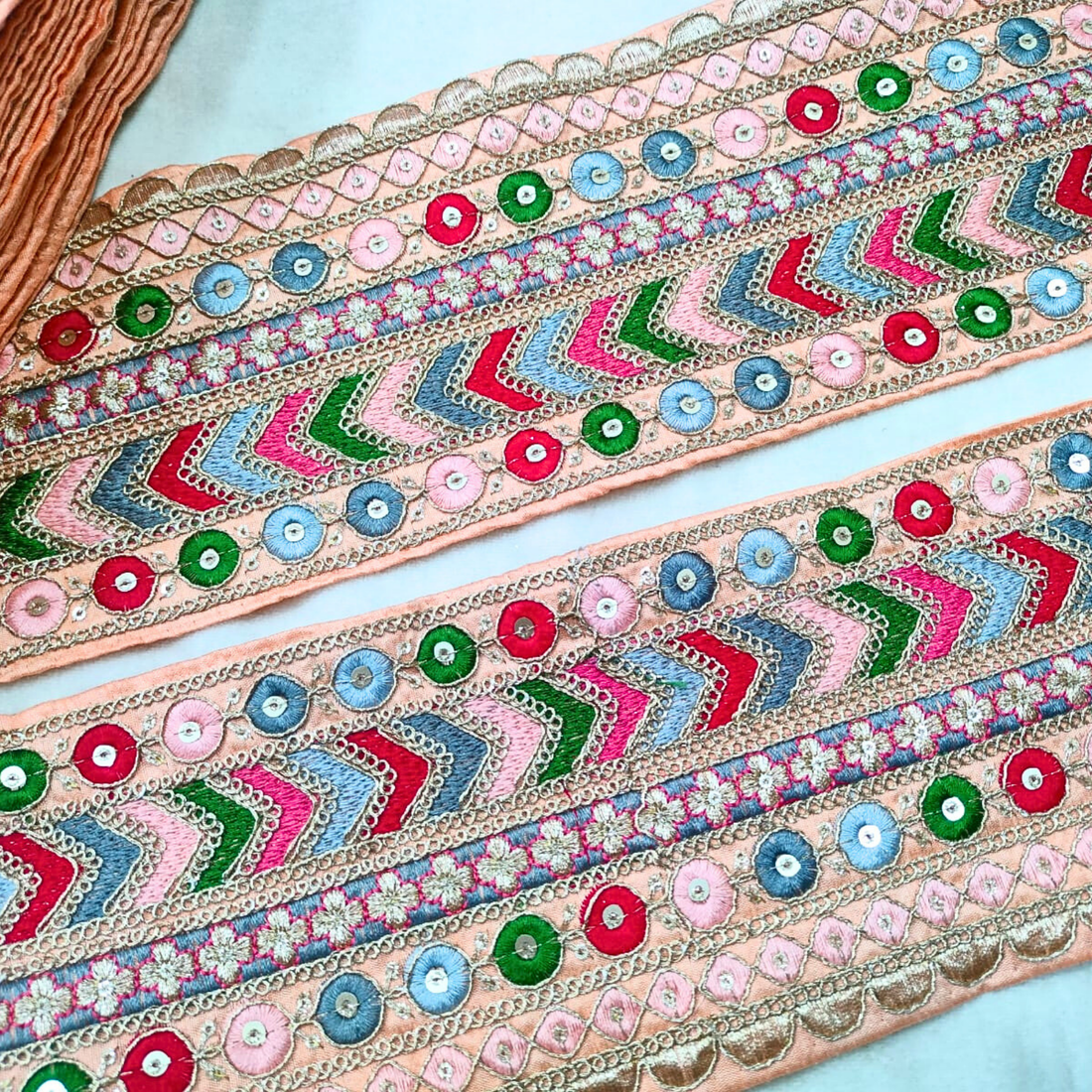 Elegant Multicolor Embroidered Lace Trim