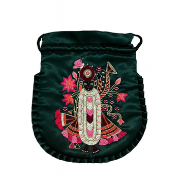 Emerald Green Shreenathji Embroidered Potli