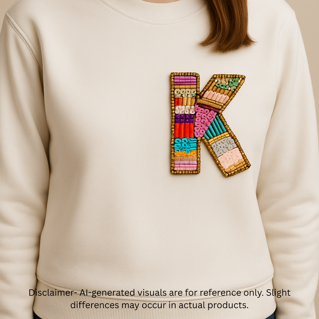 Color burst Handmade Patch  Alphabet 'K'