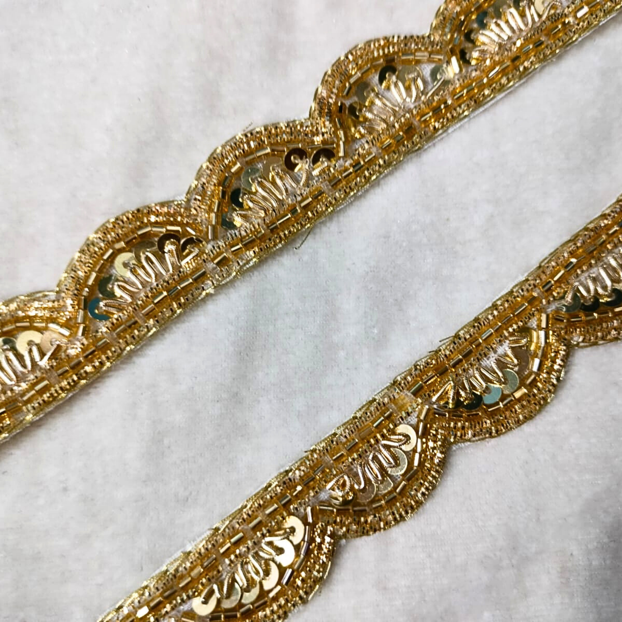 Gold Sequin Zari Handcrafted Border