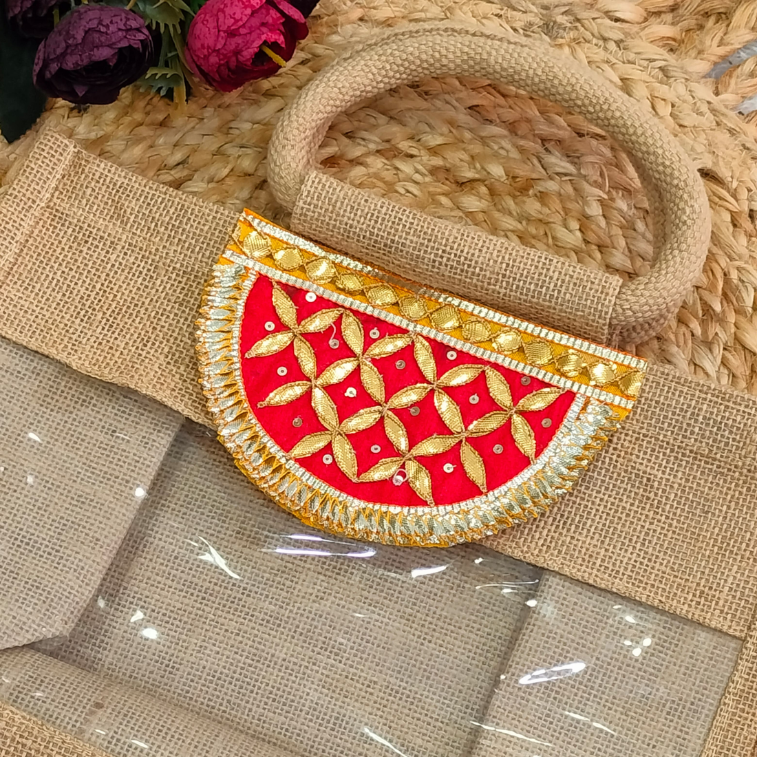 Red Embellished Gota Patch