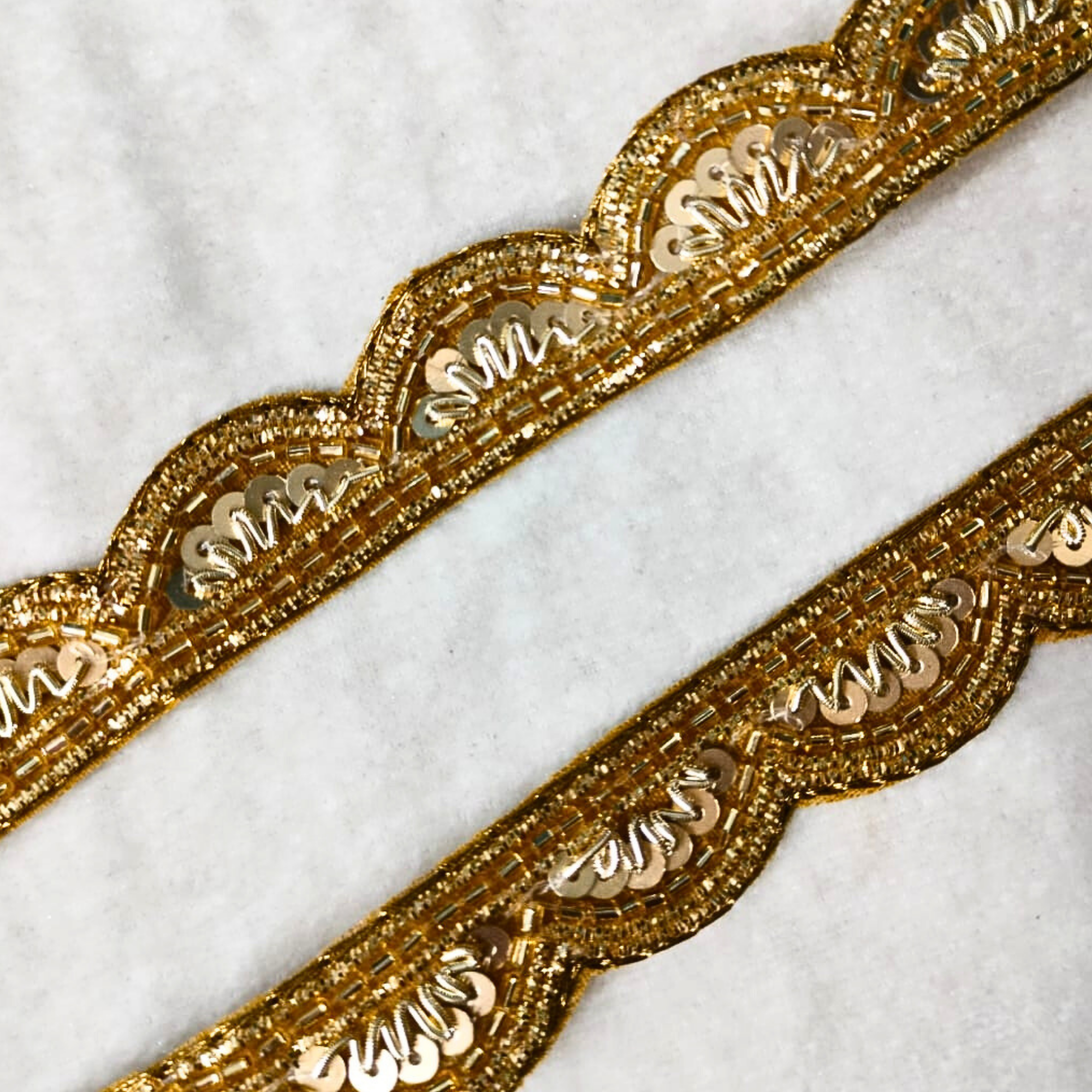 Dark Gold Sequin Zari Handcrafted Border