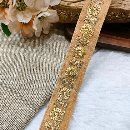 Beige Fancy Sequin Work Trim