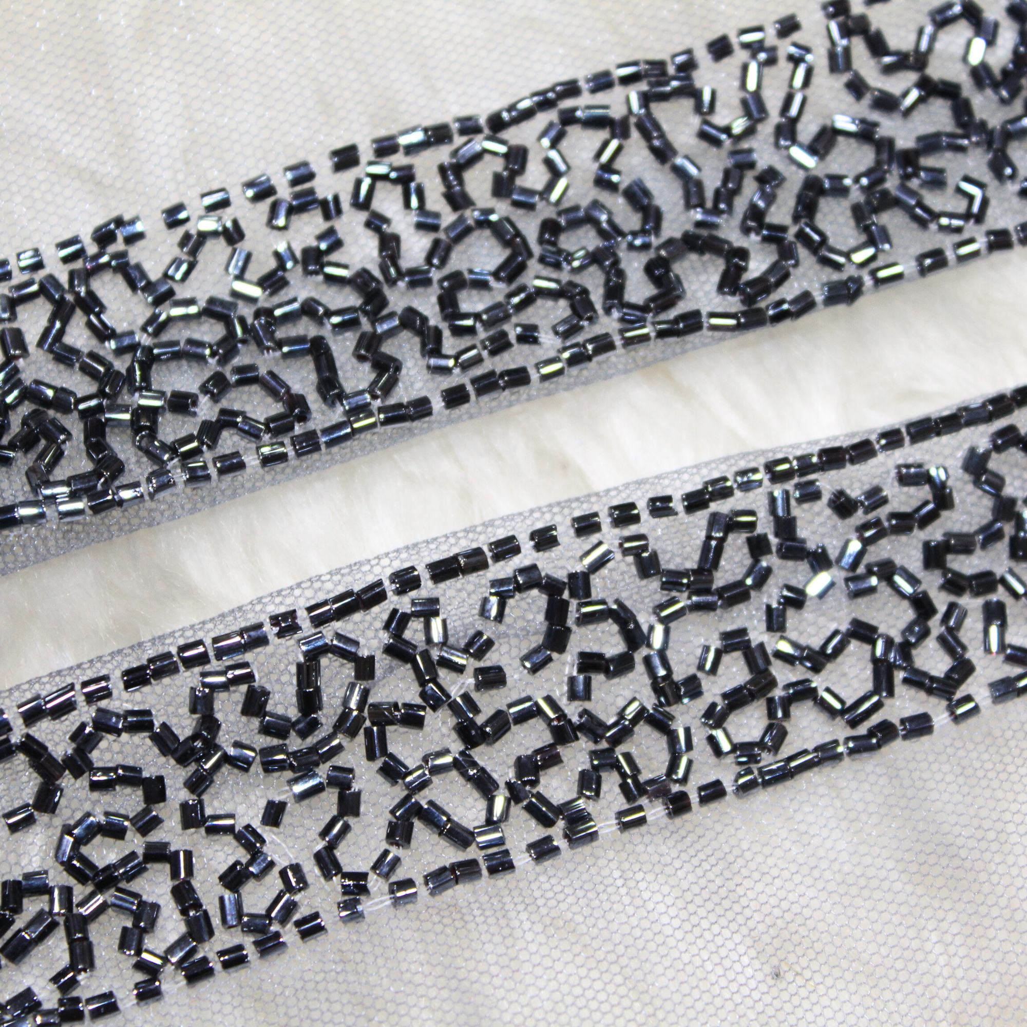 Grey Cutdana Designer Lace