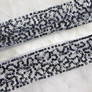 Grey Cutdana Designer Lace
