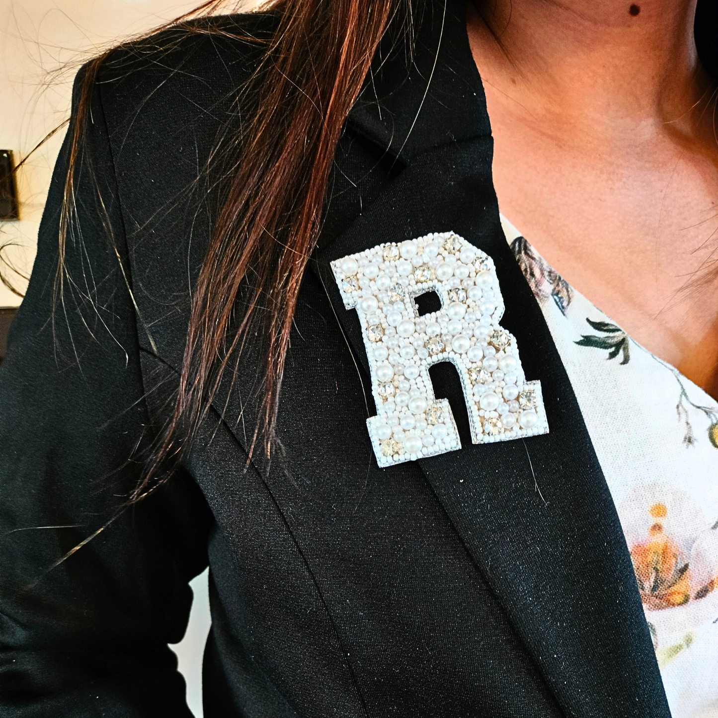 Stone & Pearl Alphabet 'R' Patch