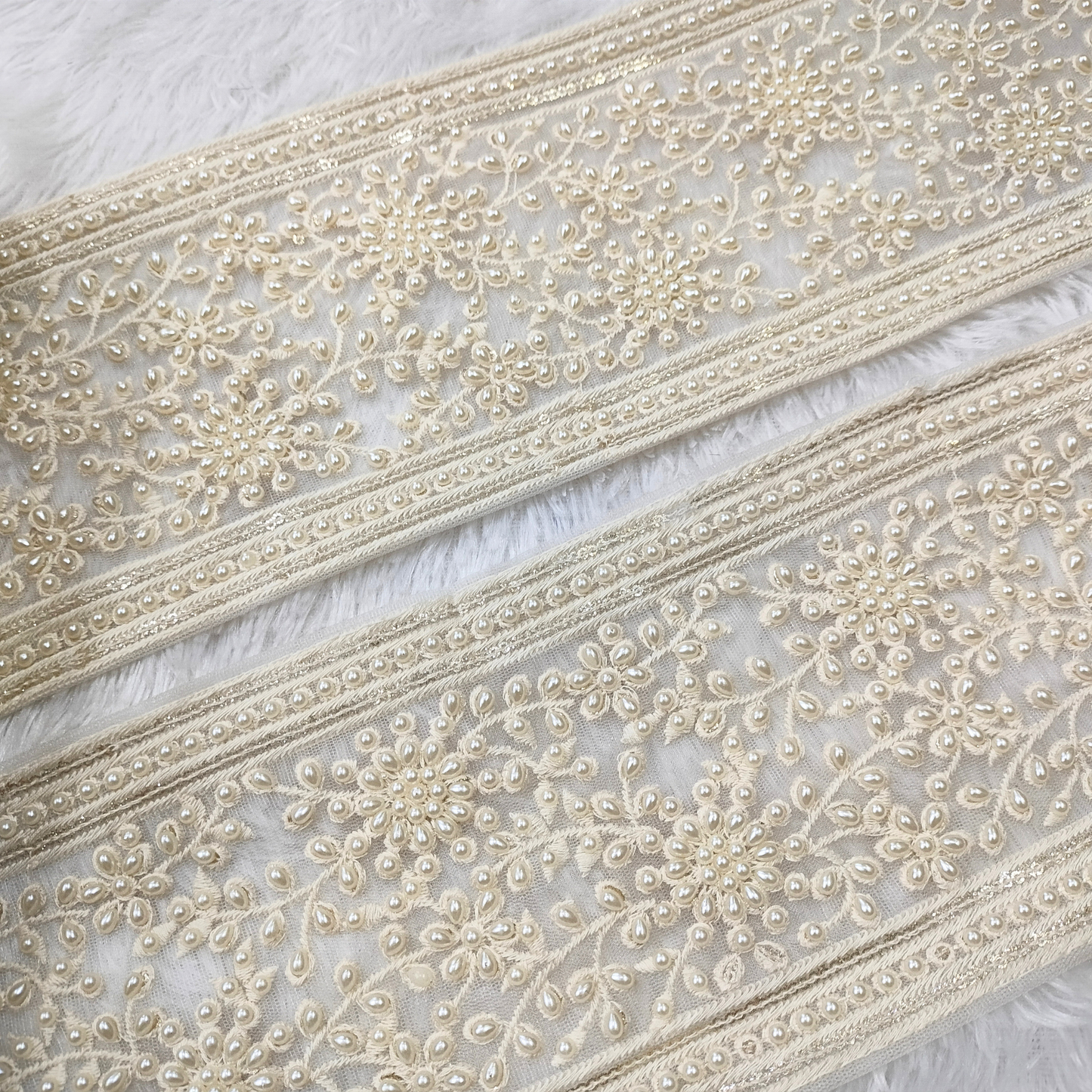 White Pearl Embellished Trim