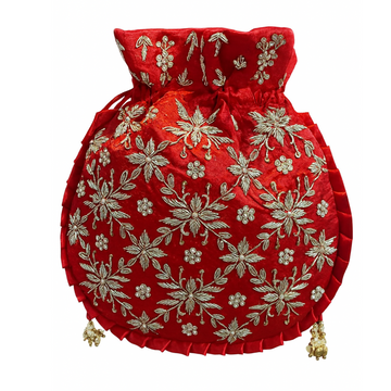 Red Regal Bloom Potli Bag