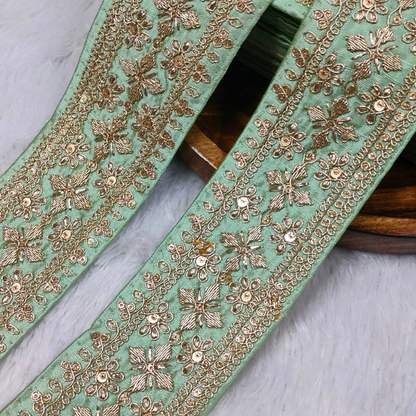 Mint Green Fancy Embellished Trim