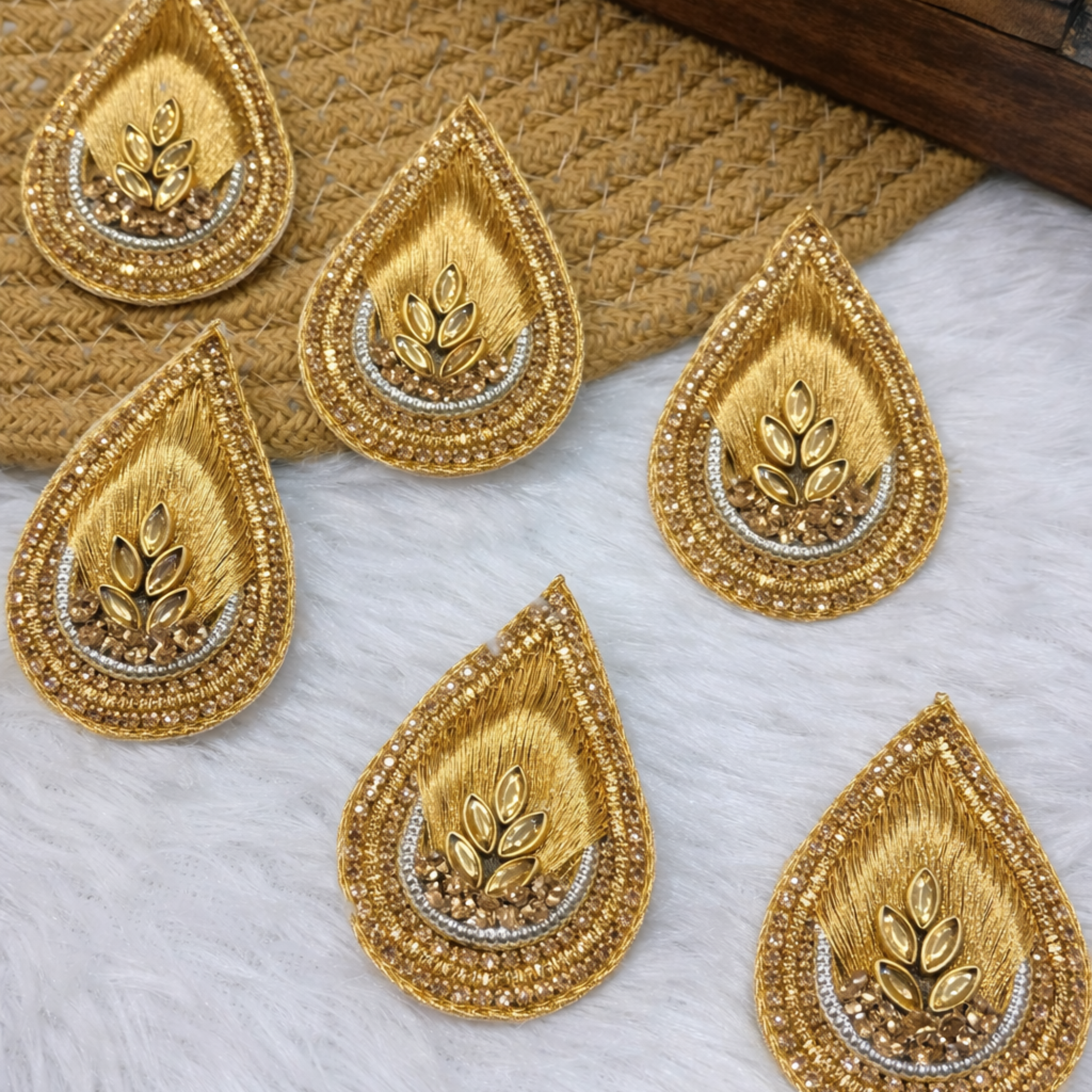 Gold Paisley Zardozi Embroidered Patch