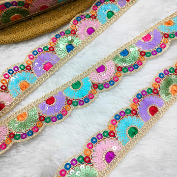 Multicolor Half-Moon Sequin Lace