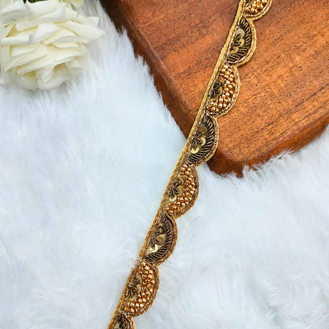 Antique Gold Handwork Zardozi Lace