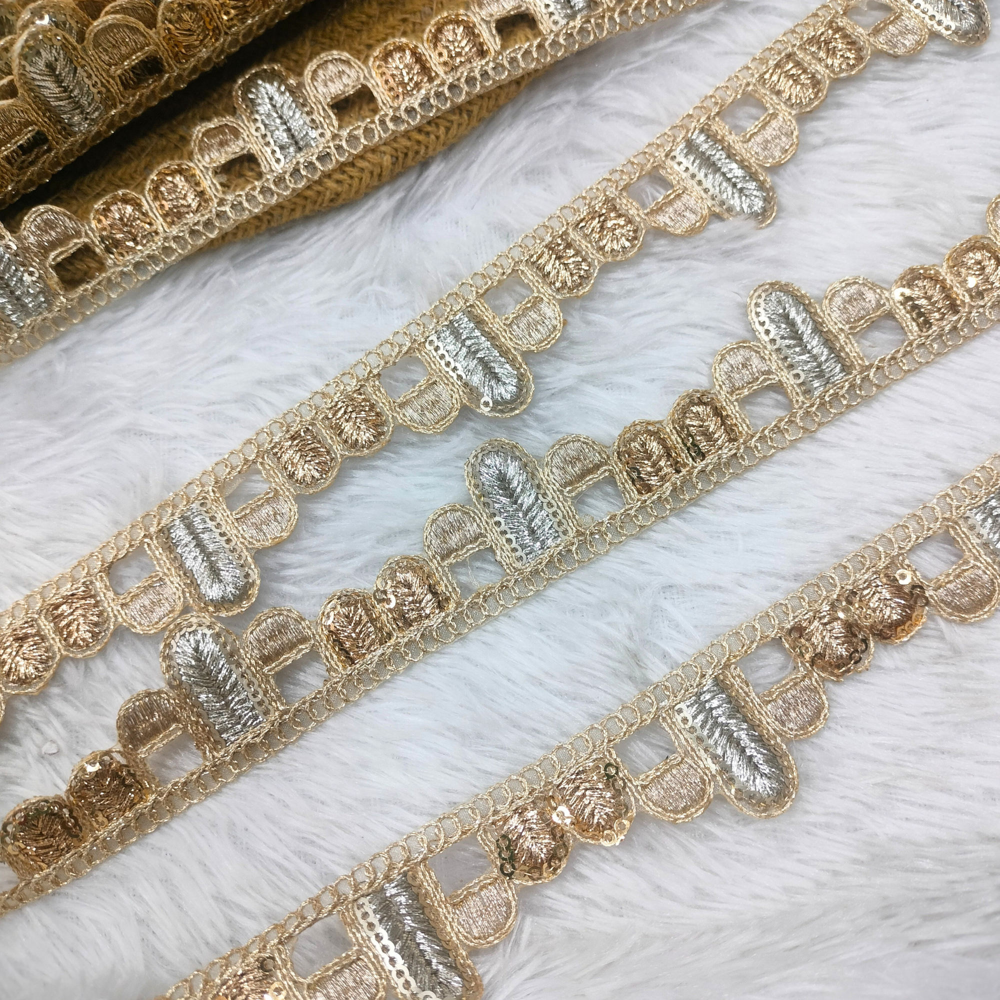 Geometric Sequin Cutwork Lace