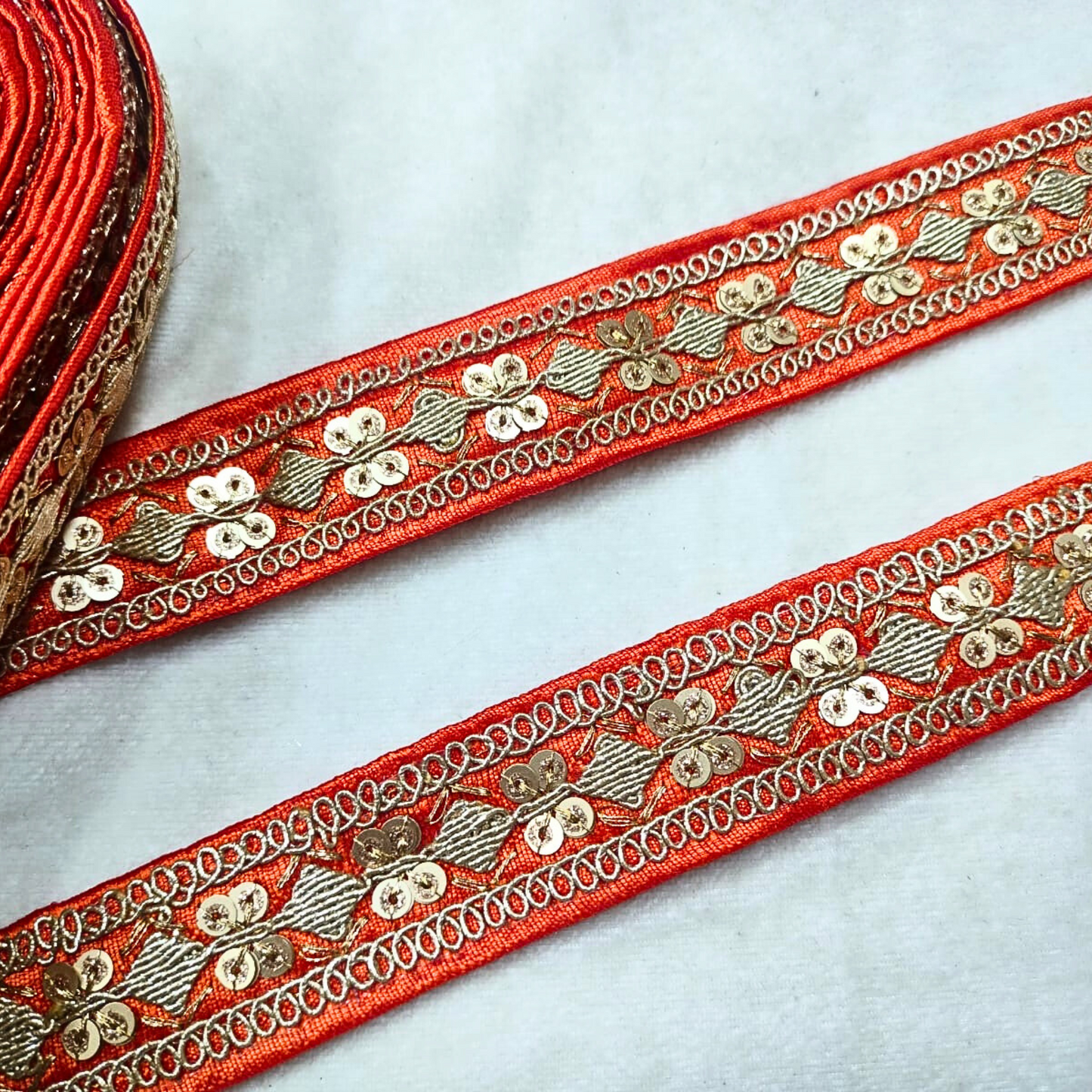 Orange Fancy Embellished Trim