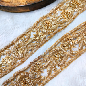 Golden Handcrafted Zardozi Trim