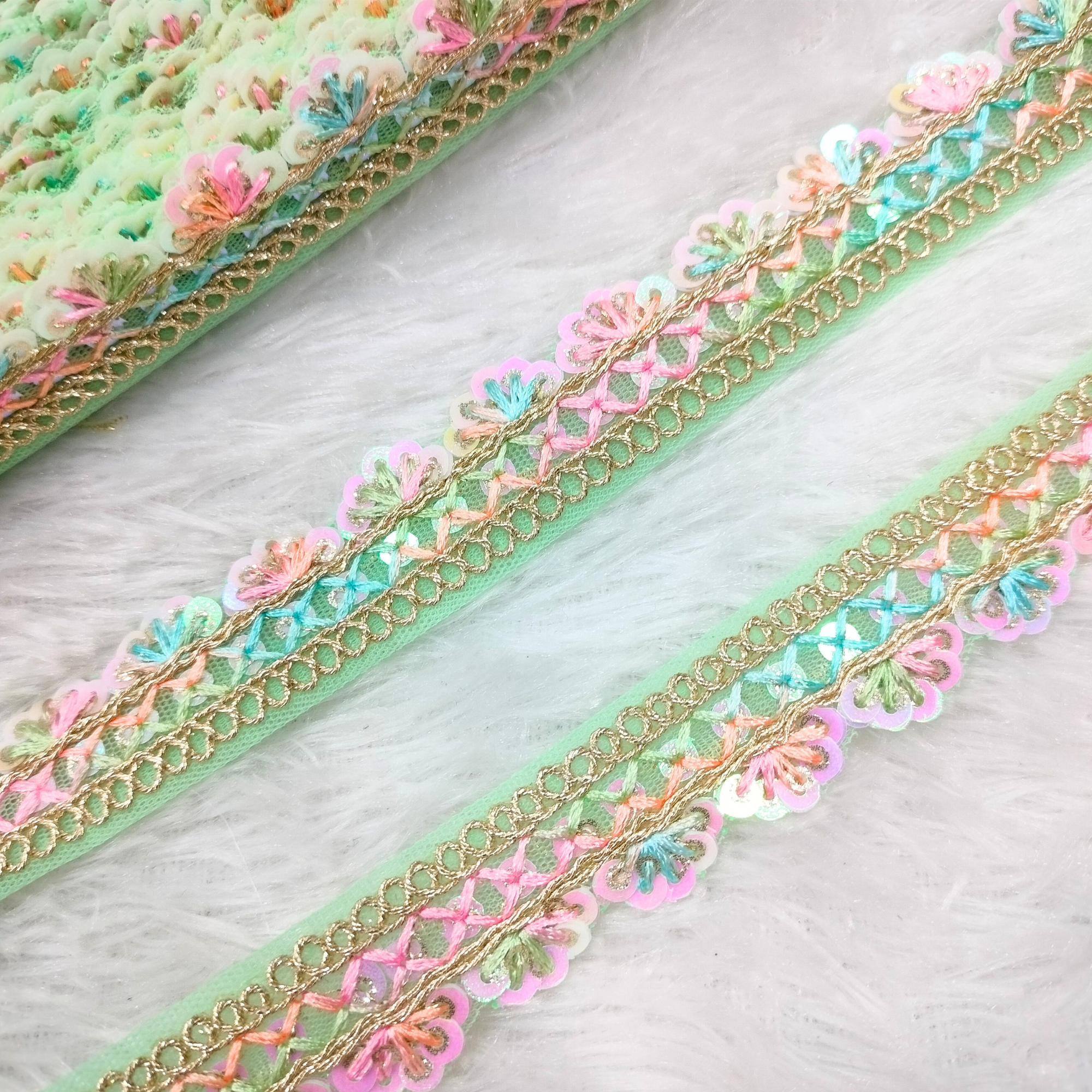 Floral Sequin Embroidered Lace Trim