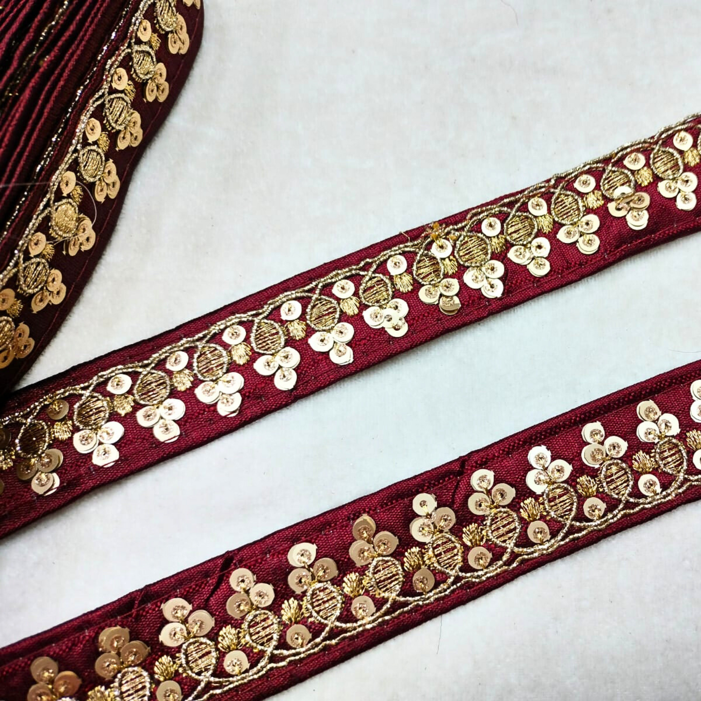 Maroon Fancy Sequin Trim