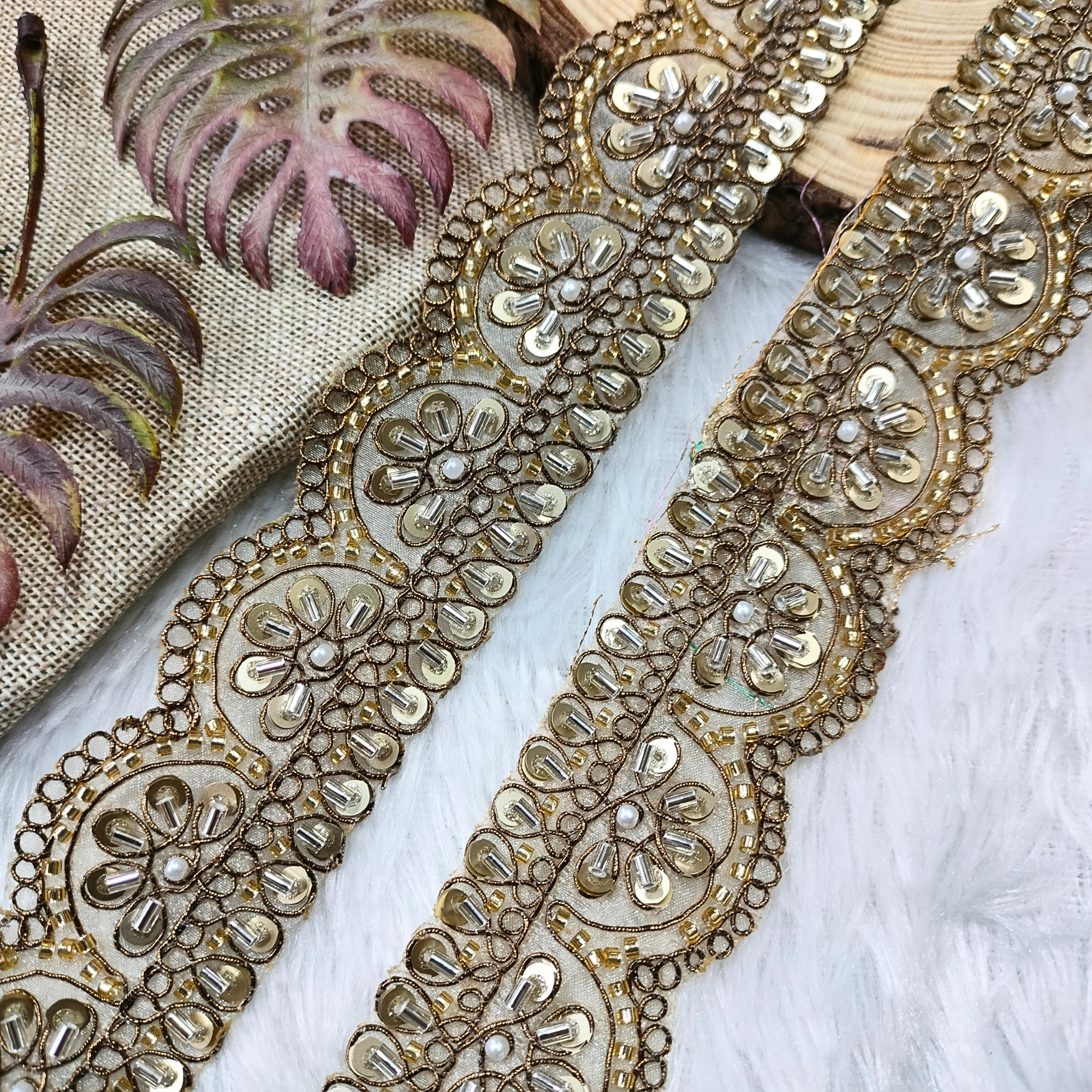 Copper Gold Scalloped Handwork Trim
