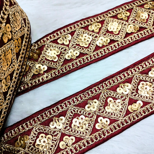 Maroon Fancy Zari Embellished Trim