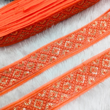 Sequin Embroidered Net Lace Trim Border for Ethnic, Festive & Designer Wear