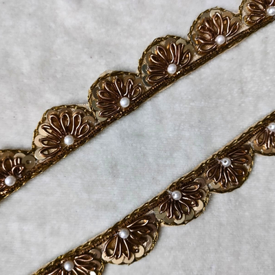 Antique Bronze Pearl Embroidered Lace