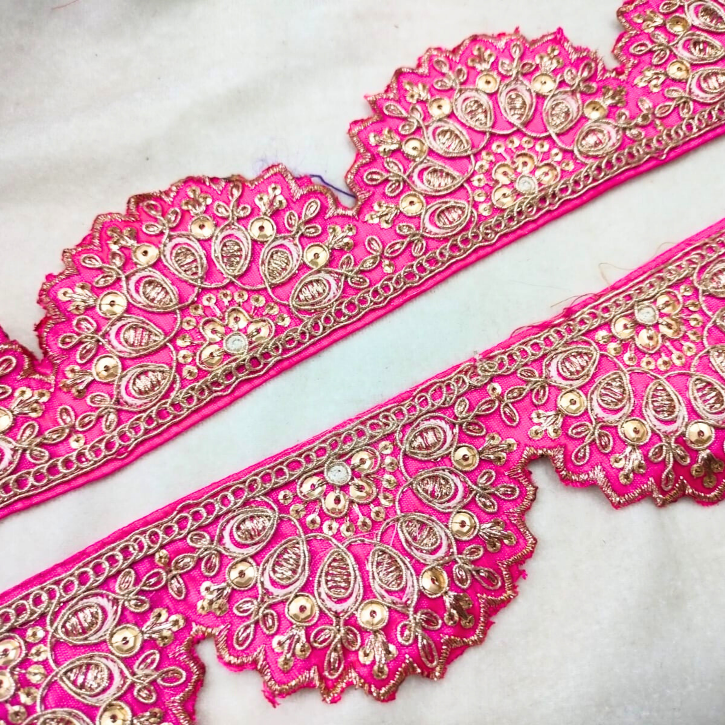 Pink Scalloped Fancy Zari Trim