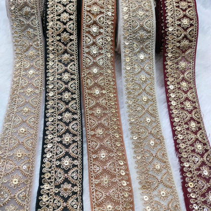 Fancy Beige Embellished Trim