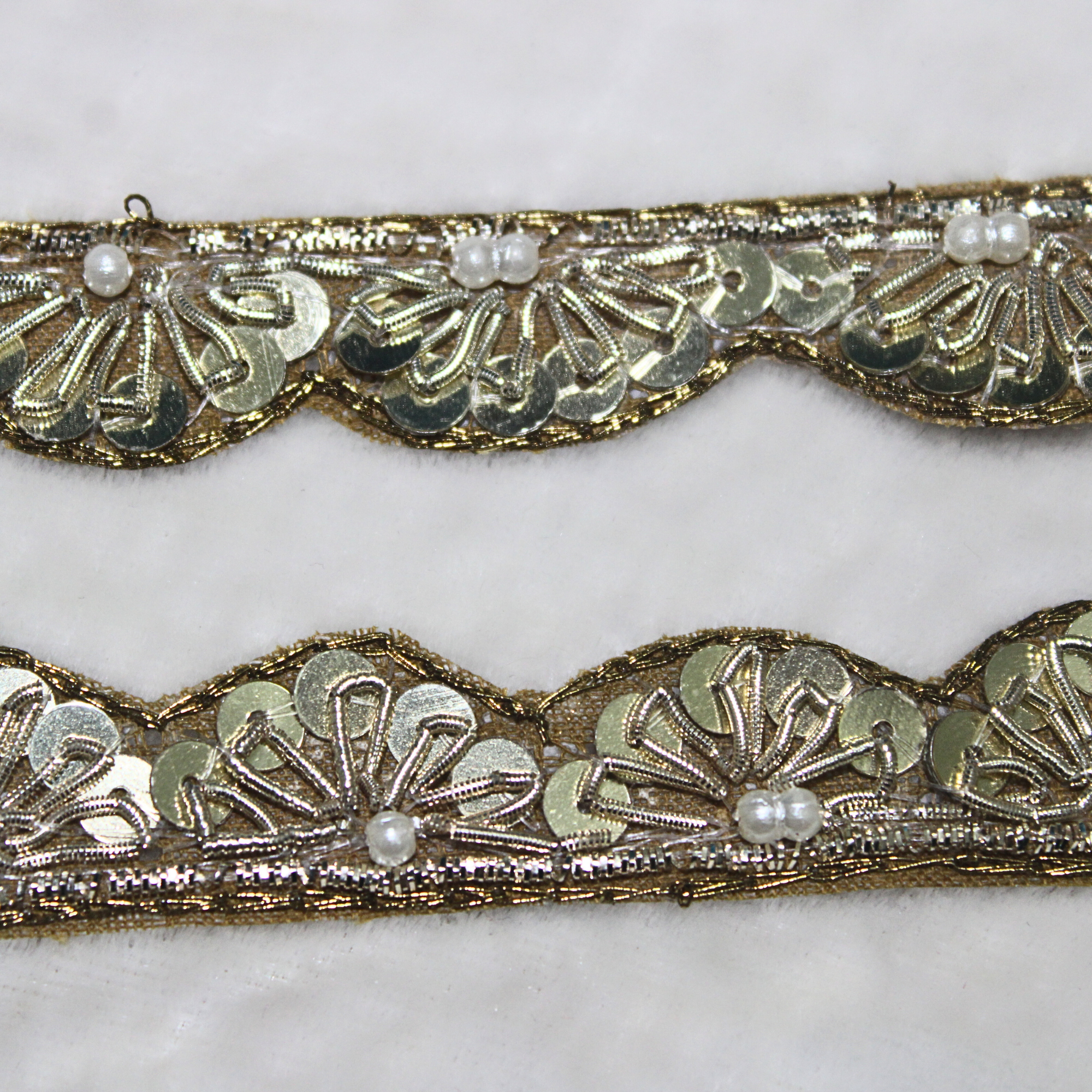 Golden Pearl & Sequin Zari Lace