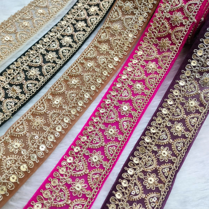 Fancy Olive Green Embellished Trim