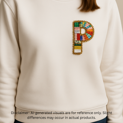 Colorburst Alphabet 'P' Handmade Patch hover image