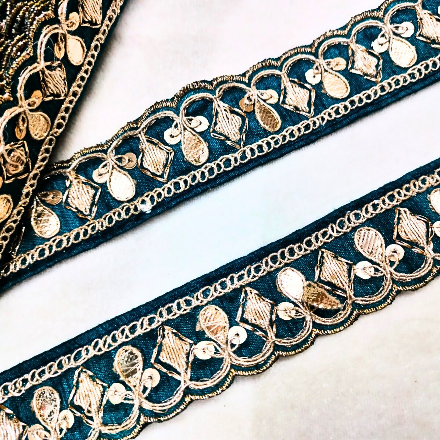 Blue Fancy Embellished Trim