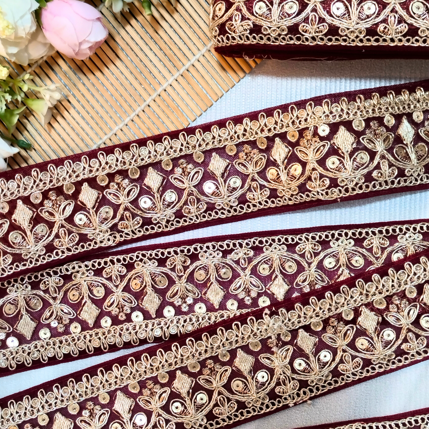 Maroon Fancy Zari Work Embroidered Border