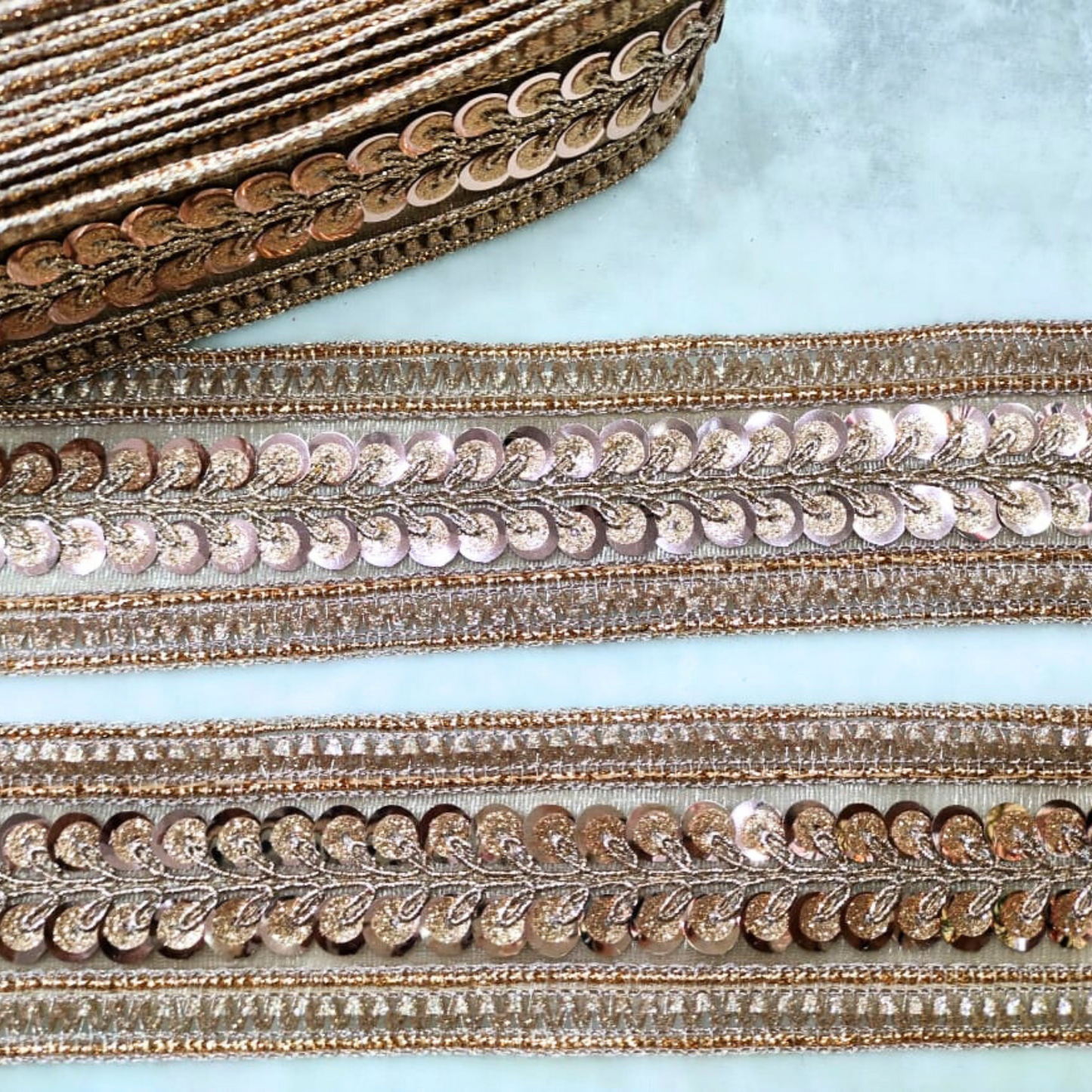 Rose Gold Fancy Sequin Lace