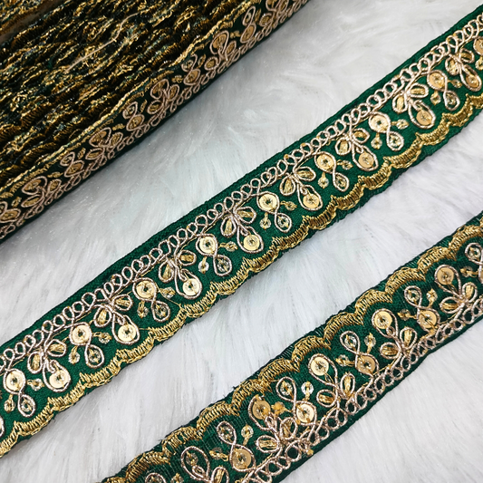 Fancy Dark Green Zari Trim