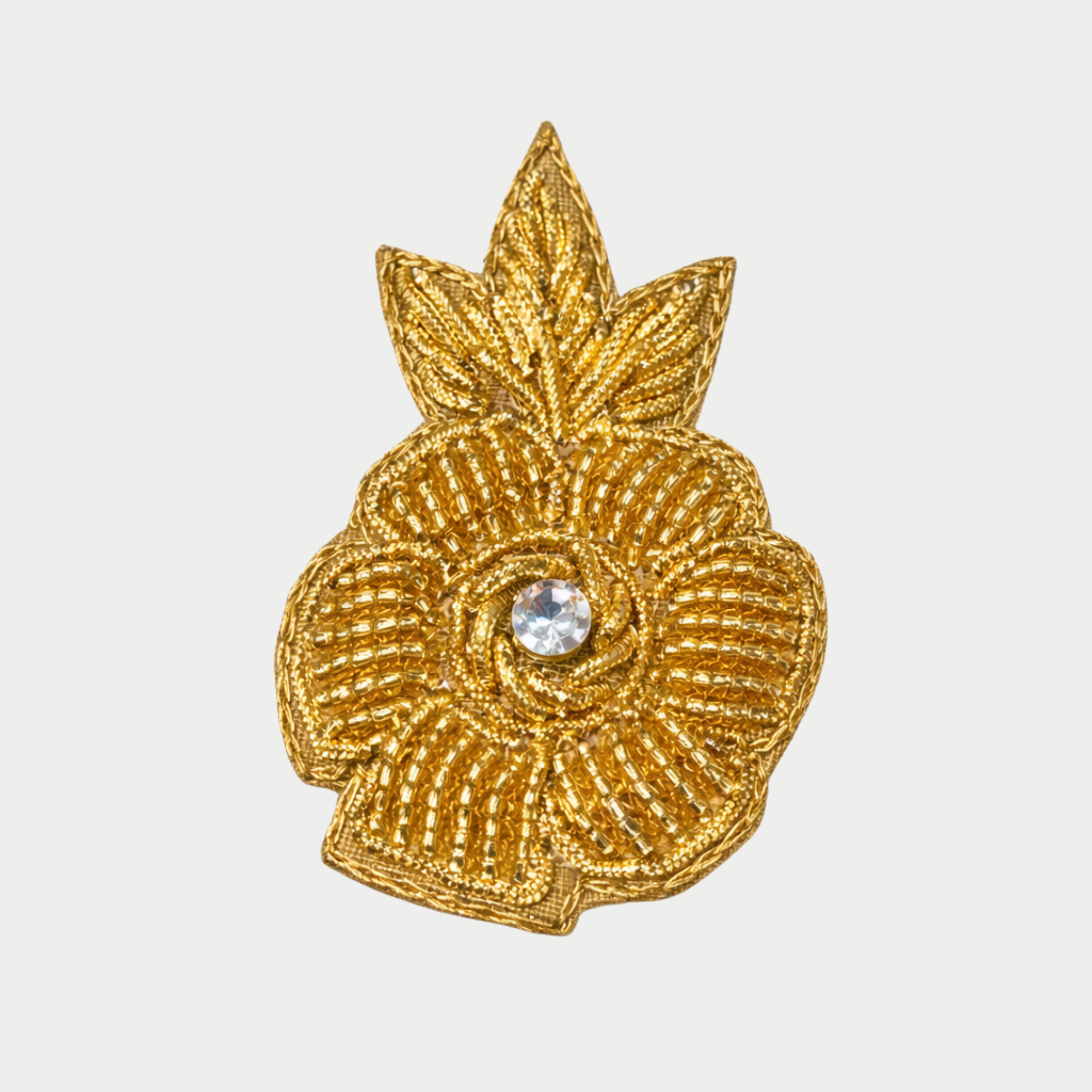 Handcrafted Gold Floral Zardozi Embroidered Patch