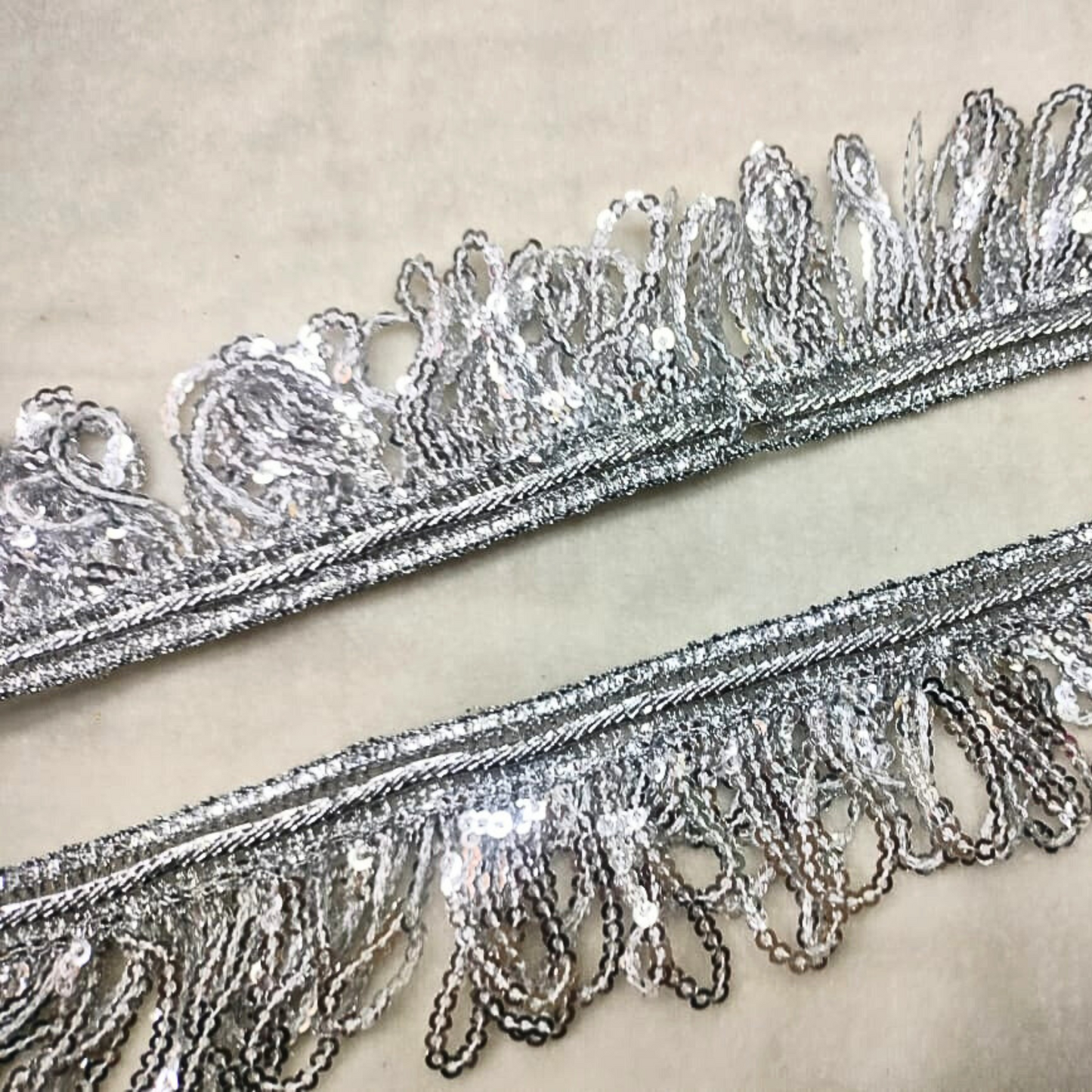 Silver Fancy Embellished Trim