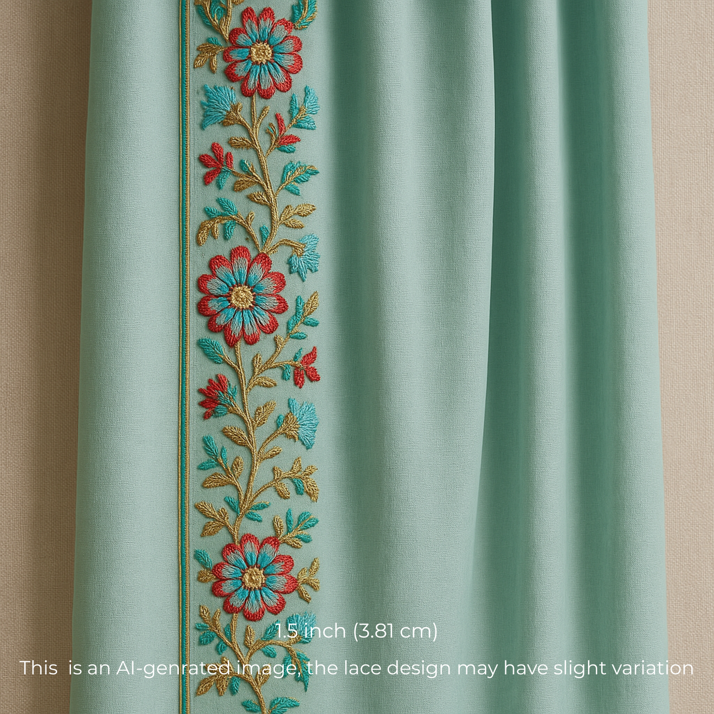 Blue Multicolor Embroidered Trim