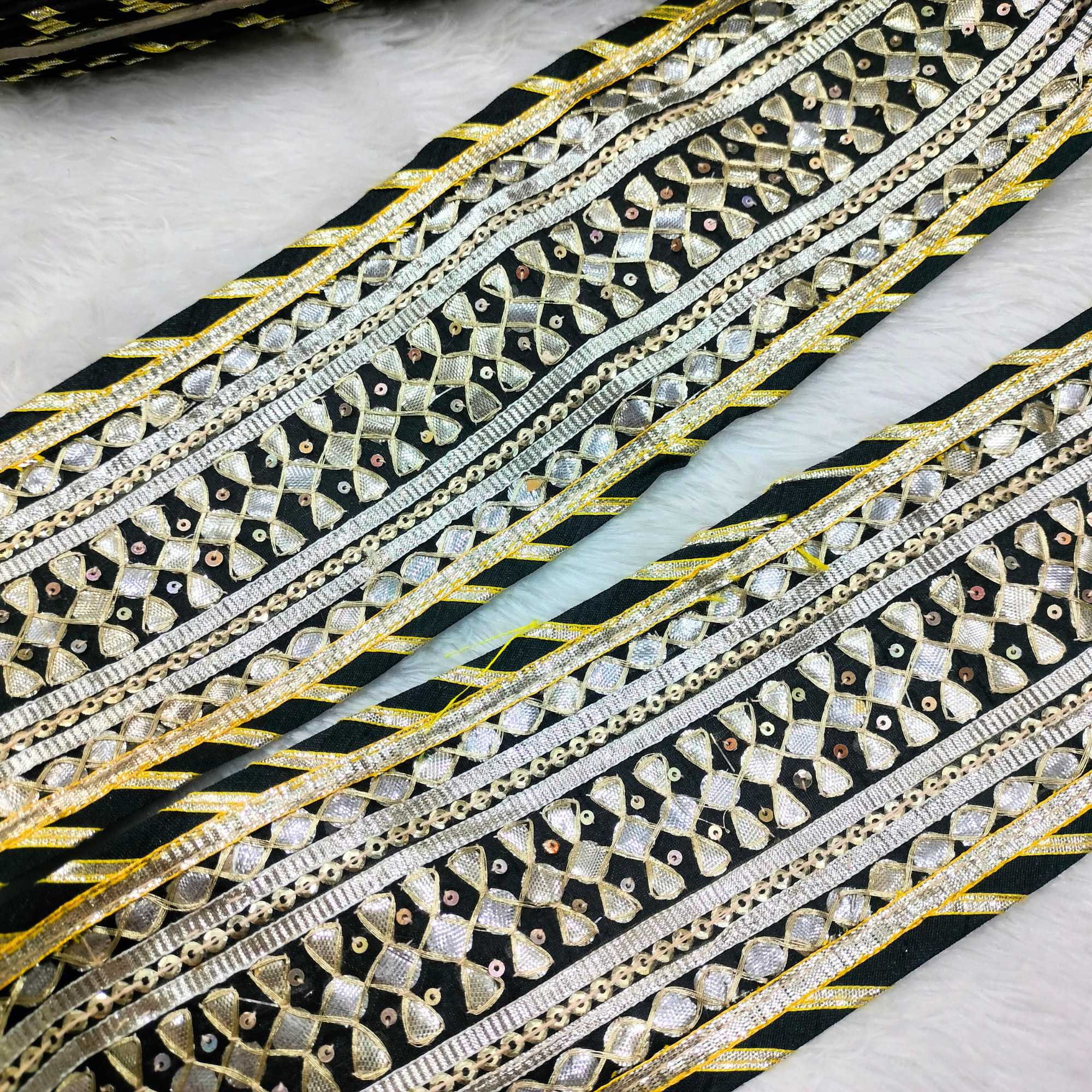 Geometric Sequin Embroidered Lace