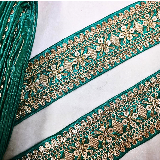 Rama Green Fancy Sequin Work Trim